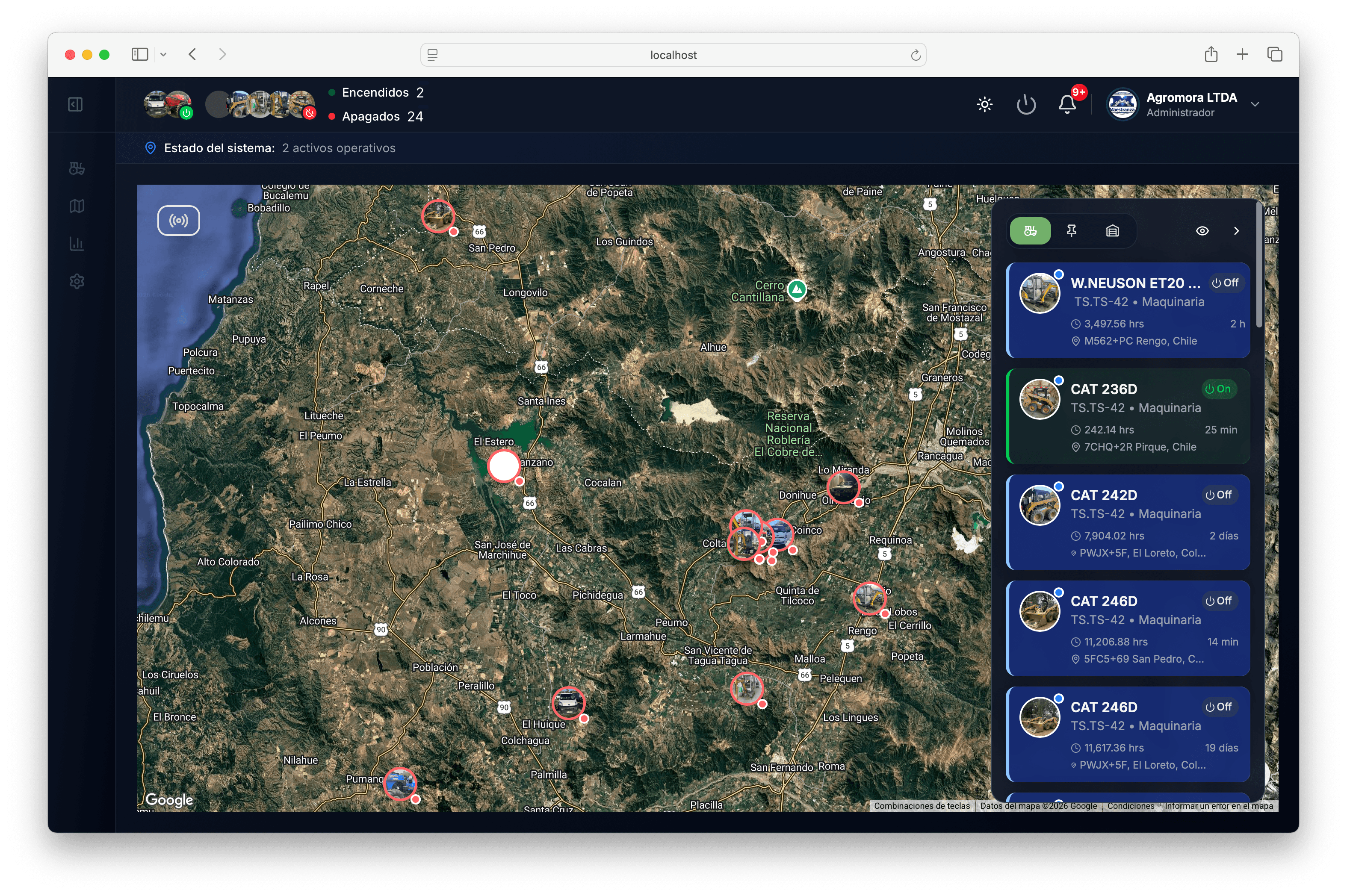Dashboard mapa en tiempo real